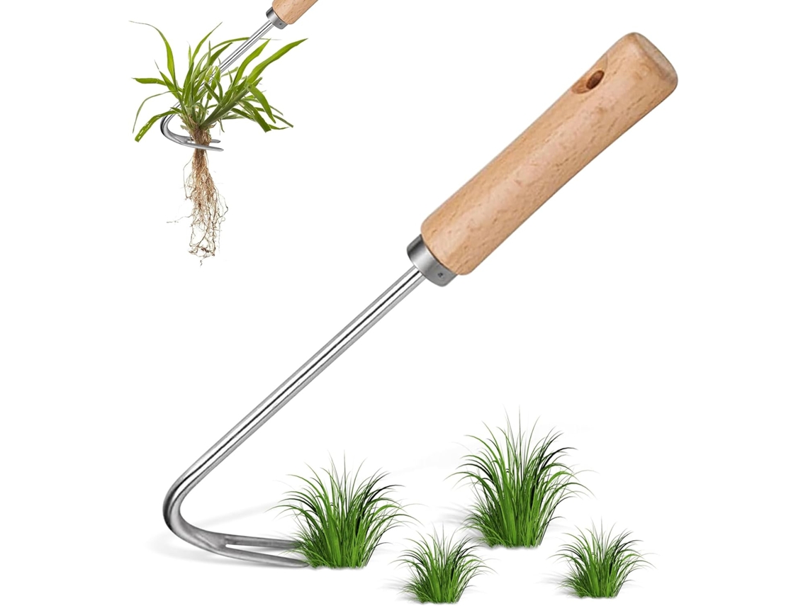 Ferramenta de Aço Inoxidável para Capinar, Extrator Manual com Dente de Leão com Cabo de Madeira, Portátil AQUAFORGE