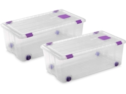 2 Caixa de Plástico TODO HOGAR de Armazenamento Grandes Multiusos com Rodas - Medidas 730 x 405 x 265 - Capacidade de 62 litros