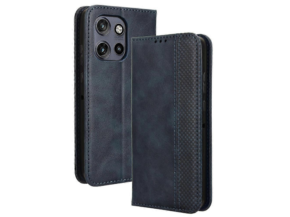 Compre Capa De Couro Com Suporte E Textura Retrô Para Motorola Thinkphone 25 5g / Edge 50 Neo 5g / Moto S50 5g, Azul