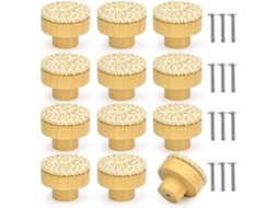 Conjunto De 12 Puxadores De Gaveta Em Rattan Natural Youth