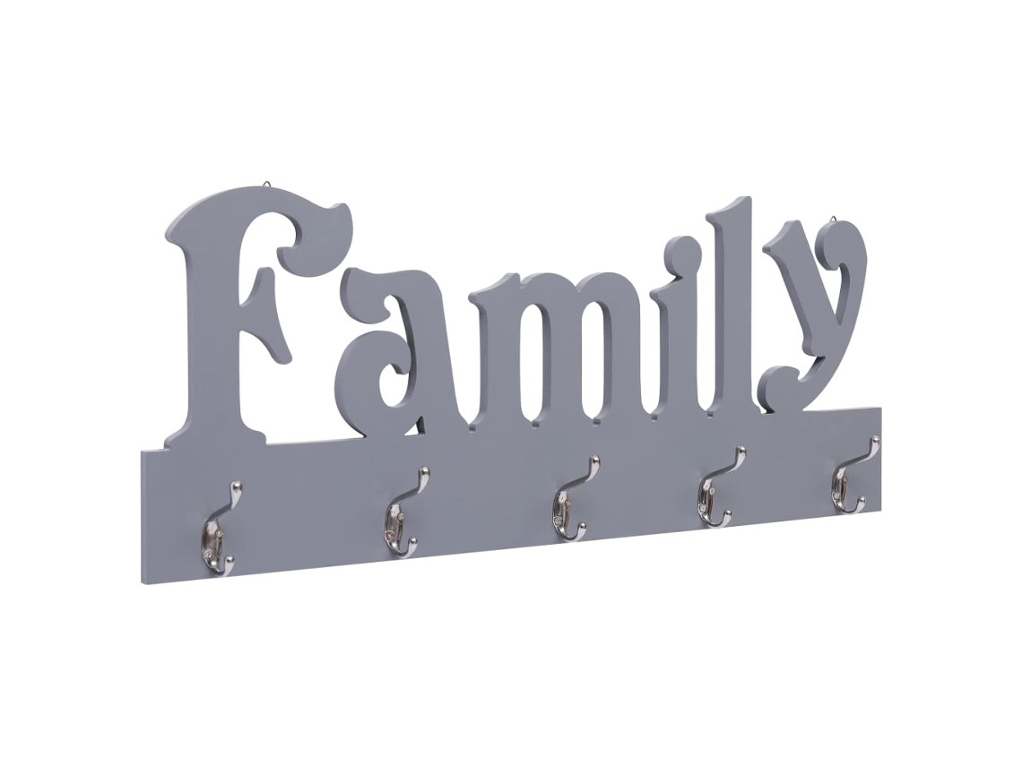 Vidaxl Cabide De Parede Family 74x29,5 Cm Cinzento