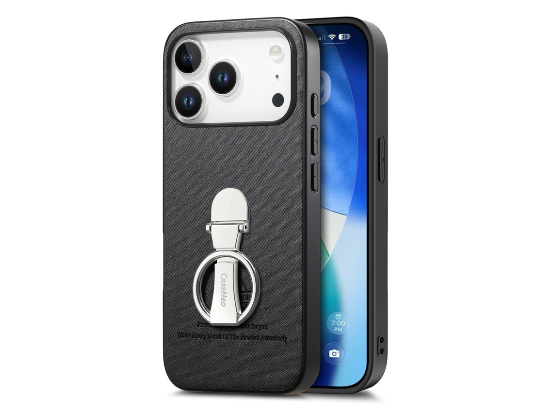Capa De Couro Pu Preta Com Suporte Giratório De 360° Compatível Com Iphone 17 Air