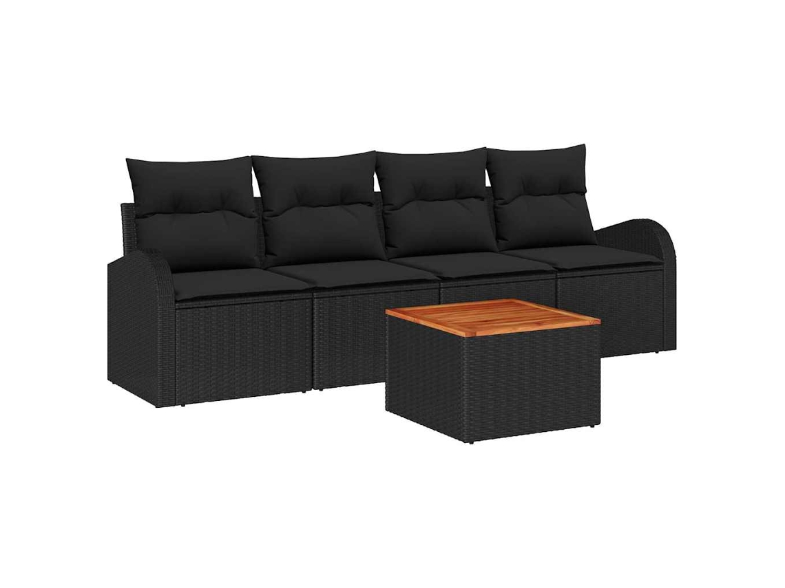 Conjunto 5 Sofá Modular Vidaxl Preto Vime Pe (55 X 55 X 37 Cm)