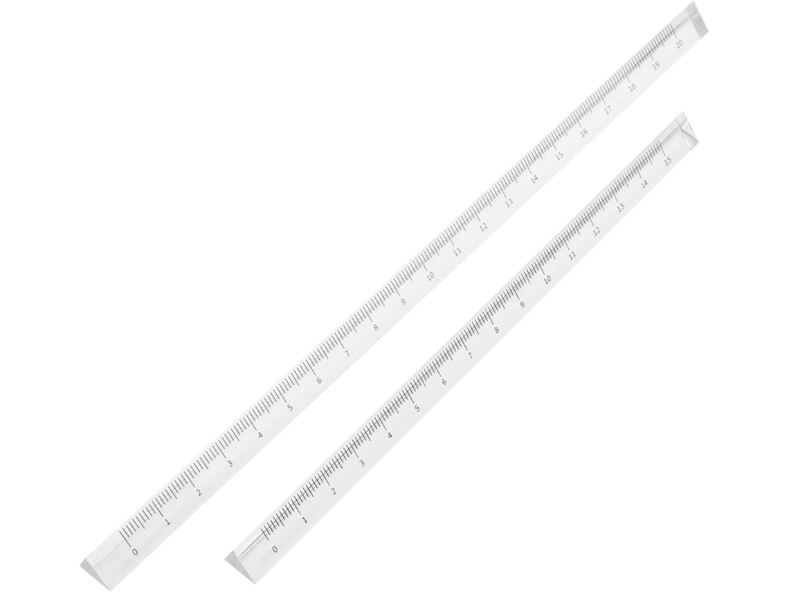 Conjunto De 2 Réguas Triangulares Plástico Transparente Para Desenho