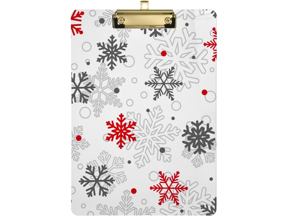 Conjunto de Prancheta com Tema Natalino, Flocos Neve Grandes e Pequenos, Furo Padrão, Bolso, para Sala Aula. 3