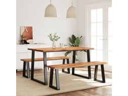 Vidaxl 3 Pcs Conjunto De Jantar C/ Bordas Vivas Acácia Maciça