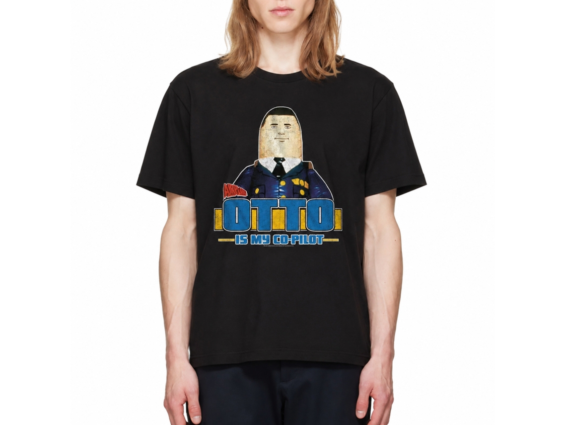 Rockinstone Airplane Movie Otto Black Adult T-shirt Size:s