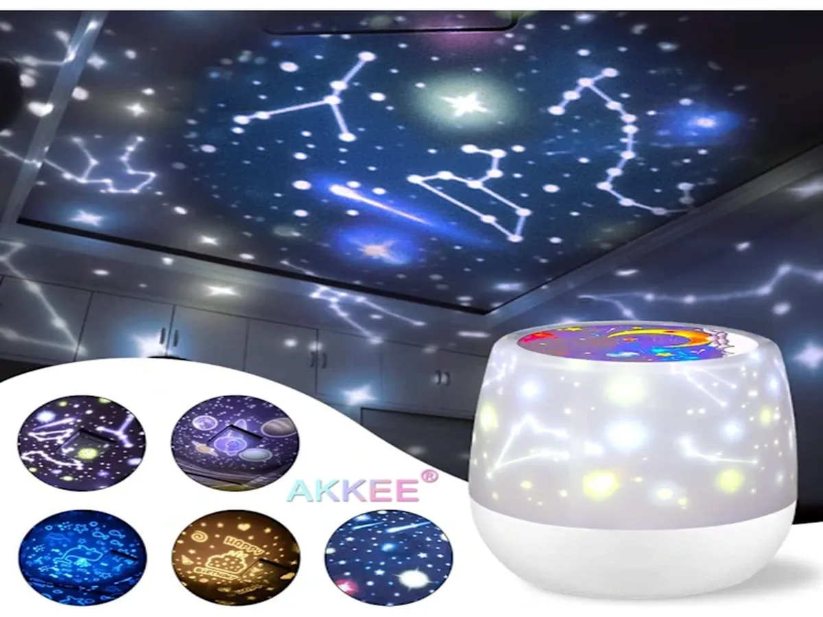Lurelia Projetor De Estrelas Led, Usb, Rotação 360°, Rgb, Céu Estrelado, Para Quarto Branco Versão 2