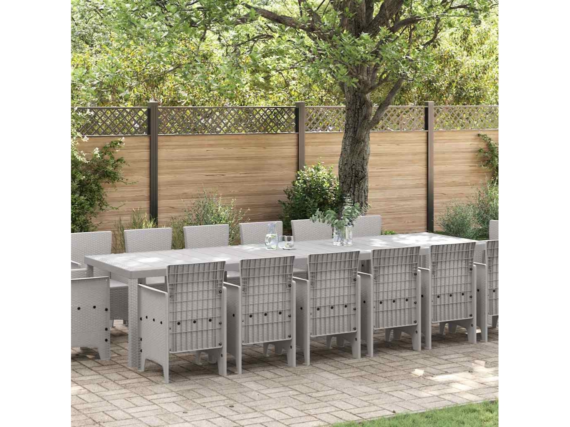 Vidaxl Conjunto De Jantar Para Jardim 15 Unid. Cinzento-claro