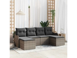 Vidaxl Conjunto De Sofá De Jardim 6 Unid. Cinzeto Vime Pe