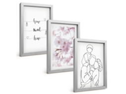 Composição De Quadros Flores, Família, Minimalista Espelharte (3 Peças 20x30 Cm)