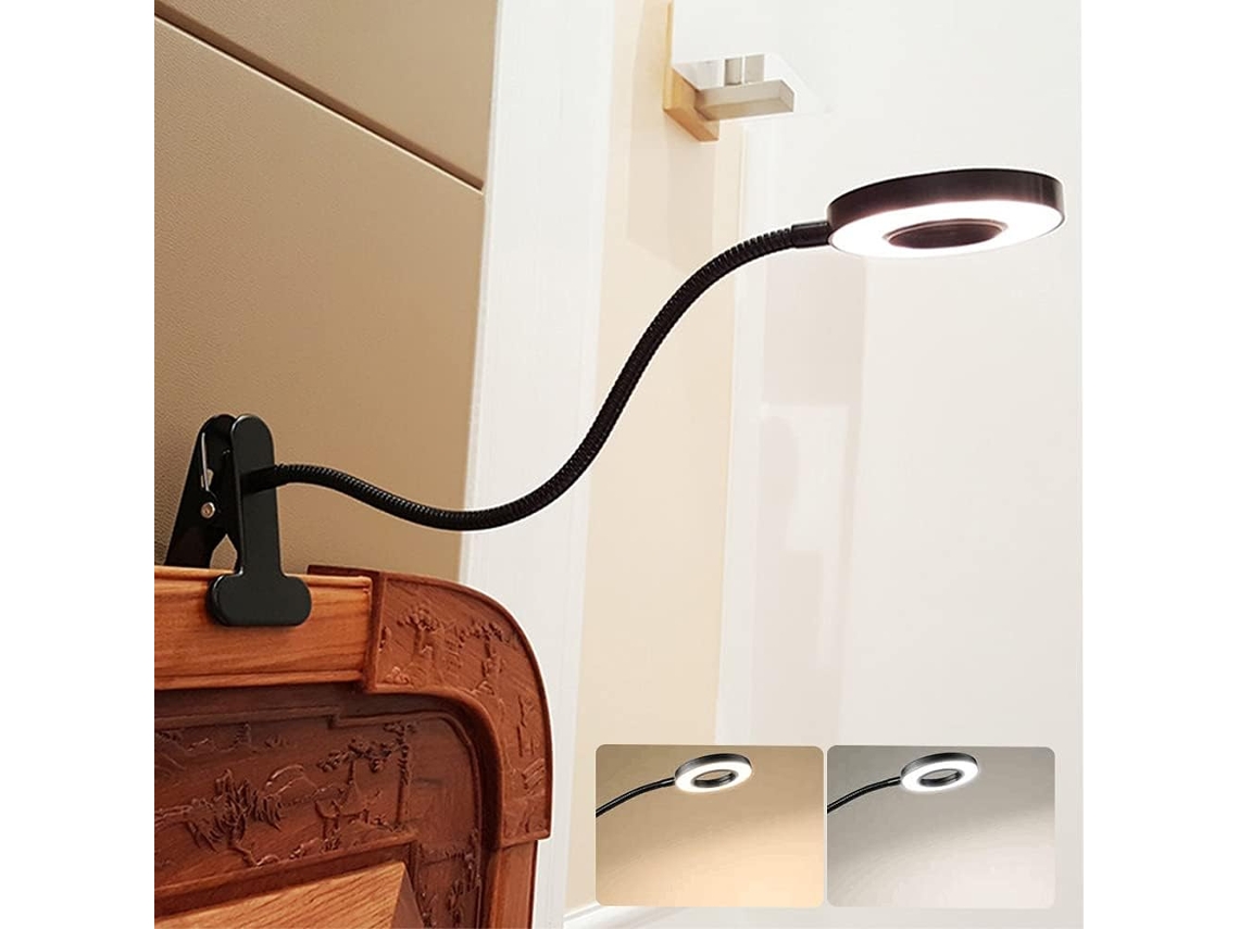 Luminária De Leitura Led, 6w, Usb, Clipe, Para Estudo, Cabeceira, Trabalho, Artesanato Ou Viagens