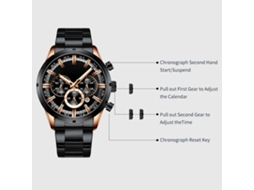 Aetheria relógio Masculino Curren 8355 Clássico Luxuoso Cronógrafo Luminoso 30m Resistente À Água com Pulseira de Liga