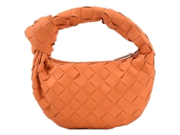 Bolsa Hobo S/MARCA de Couro Pu, Tecido, Nó, Moda, Laranja