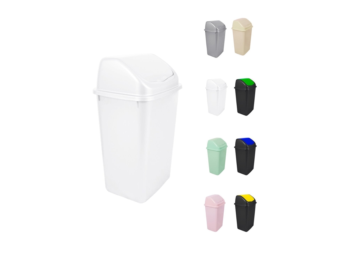 Cubo De Basura Con Tapadera Basculante - 15l / 25l / 30l / 50l - Papelera Ideal Para Cocina, Baño Y Oficina Blanco 50 L