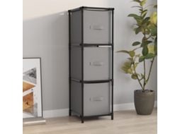 Vidaxl Armário De Arrumação C/ 3 Gavetas Tecido 34x34x101 Cm Aço Cinza