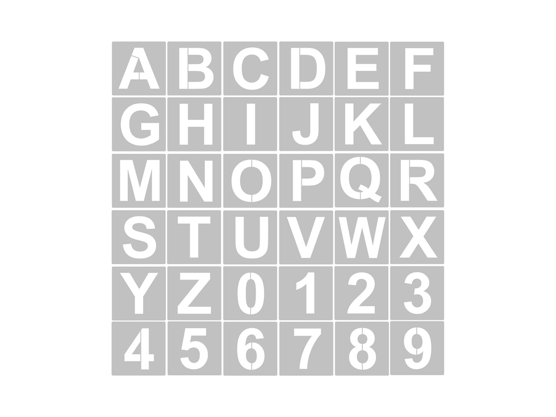 36Pcs Estênceis de Letras e Números de 3 Polegadas Reutilizáveis #2