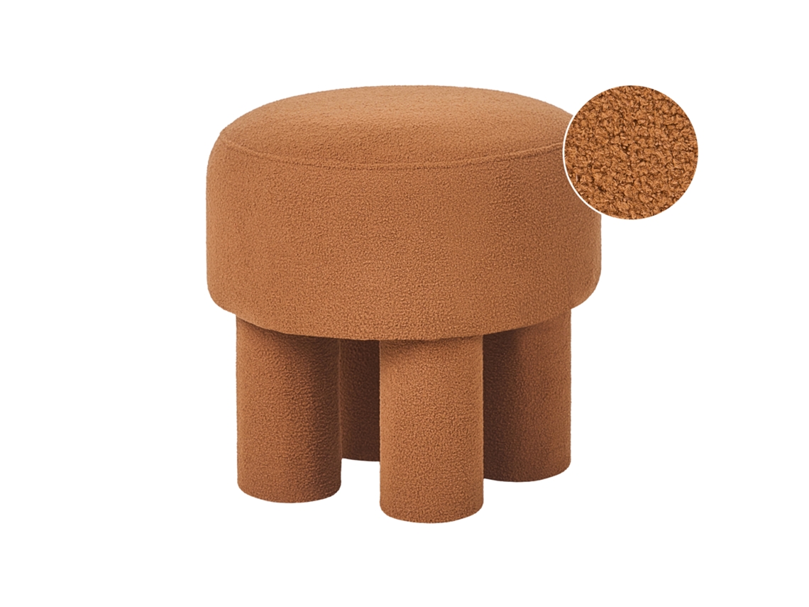Taburete Beliani Canby De Bouclé Naranja 43x43x38