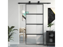 Vidaxl Porta Deslizante 90x205 Cm Vidro Temperado E Alumínio Preto