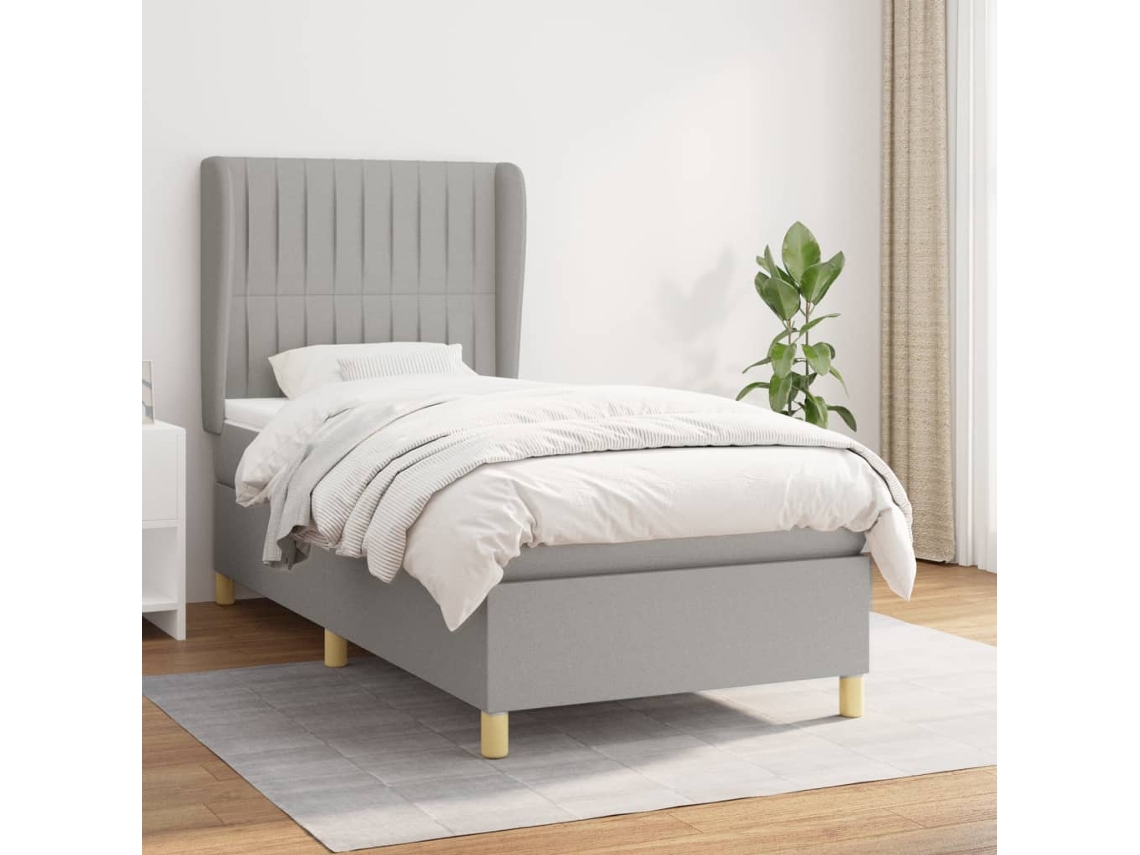 Vidaxl Cama Com Molas/colchão 80x200 Cm Tecido Cinza-claro