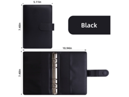 Macaroon A6 Pu Leather Refillable Notebook With Zipper Pocket Cash Budget Financial Planner, Deep Black Cover