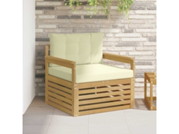 Vidaxl Sofá Exterior Poliéster Branco E Creme