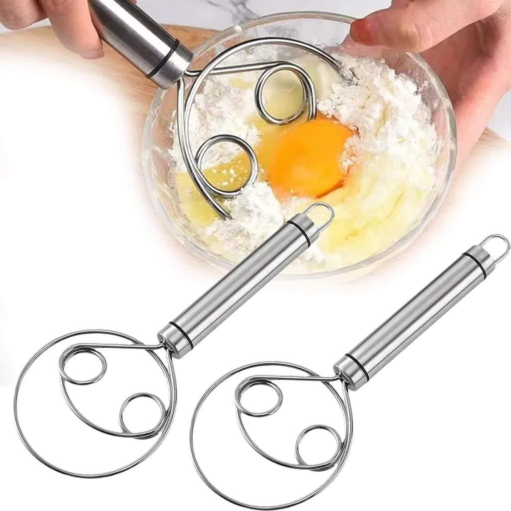 Batedor Dinamarquês Para Massa, Em Aço Inoxidável, Para Pão, Pizza, Bolos E Pastelaria, Com Mistura Manual Eficiente E Limpeza Simples