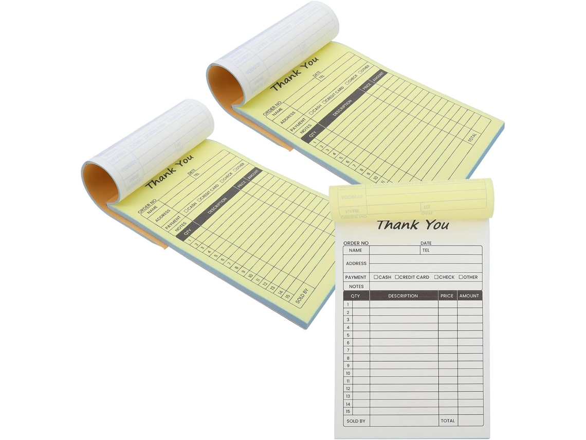3 Peças Carnet De Commandes Et Factures À 2 Volets, Papel