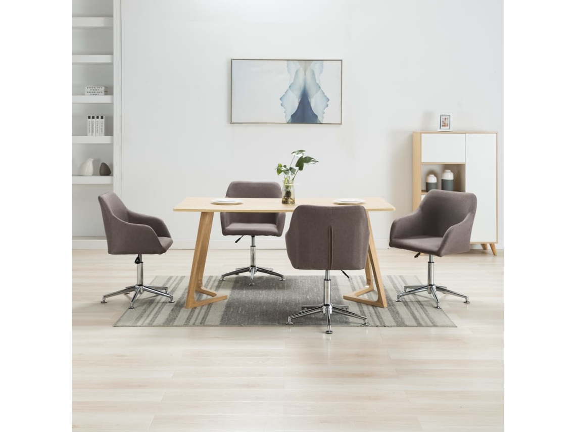 Vidaxl Cadeiras De Jantar Giratórias 4 Pcs Tecido Cinzento-acastanhado