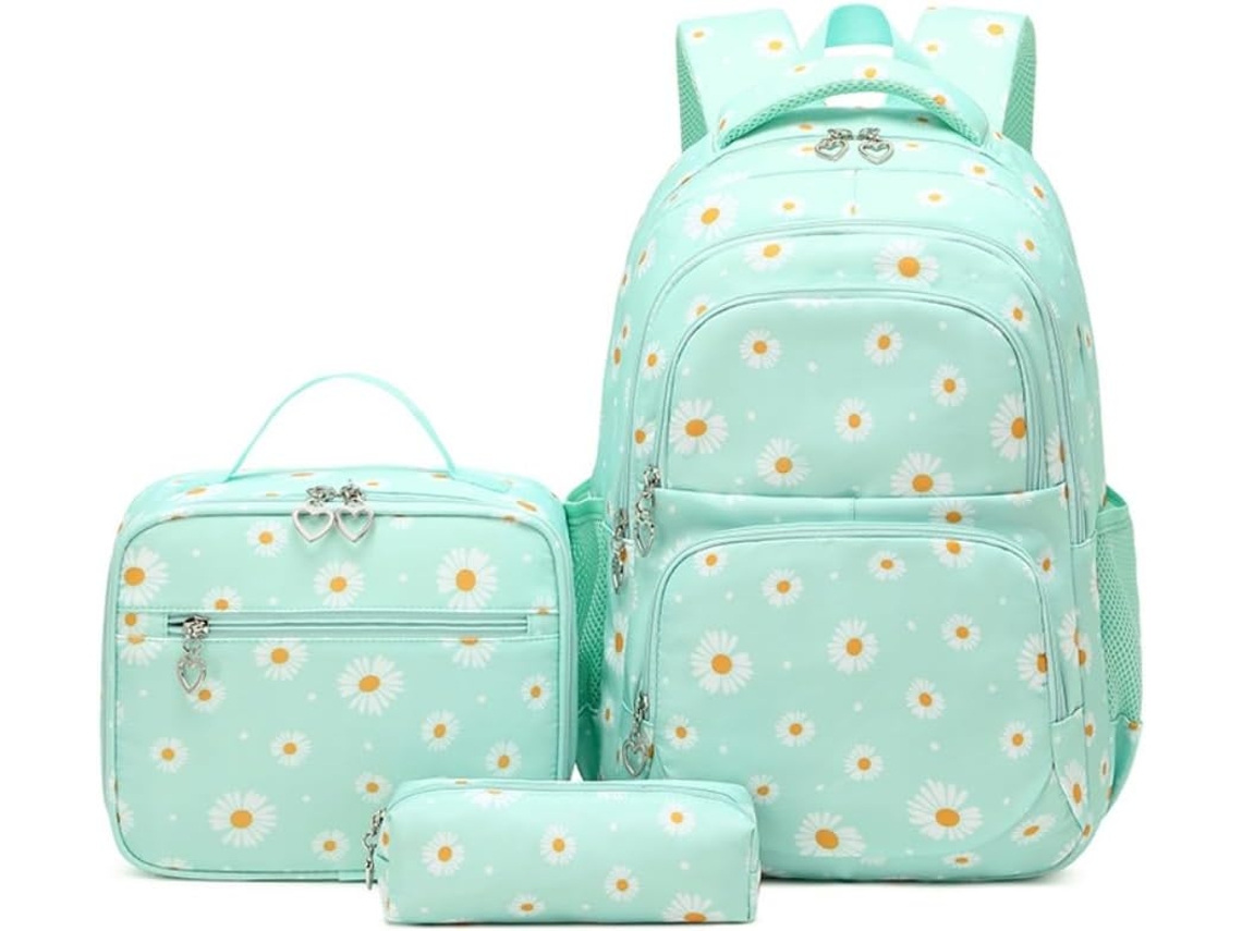 Mochila Infantil, Feminina, Estampa Floral, Verde, Aulas