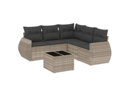 Conjunto de 6 Sofás Jardim com Almofadões Vime Pe Cinzento Claro MAISON EXCLUSIVE (80x200 cm)