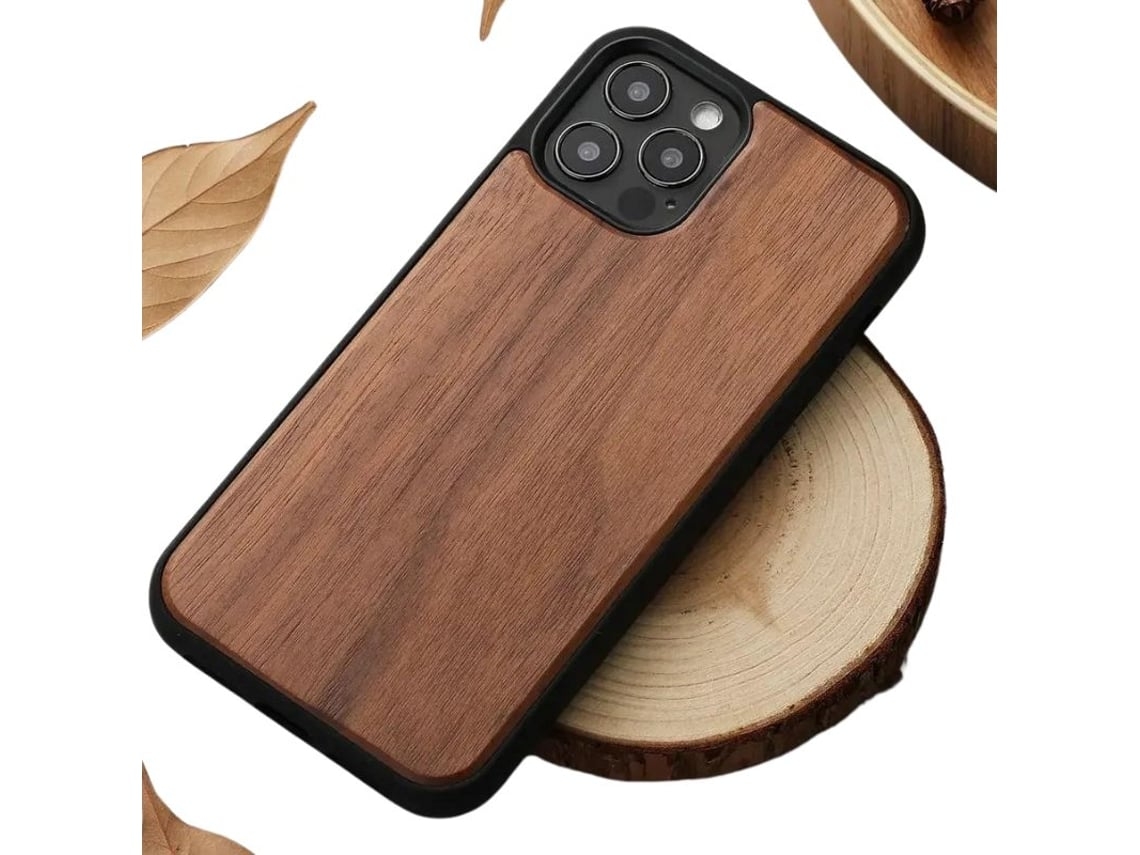 Capa Nogueira para iPhone 15 VEANXIN Madeira Castanho