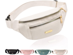 Bolsa de Cintura AQUAFORGE bolsos, zíper, corrida, caminhada, viagem, bege