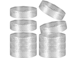 Conjunto De 10 Formas Redondas Perfuradas Em Aço Para Sobremesas, Bolos De Frutas, Tortas, Quiches E Gokoco
