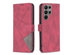 Capa De Celular Em Couro Com Textura De Losango E Fecho Magnético Para Samsung Galaxy S23 Ultra 5g