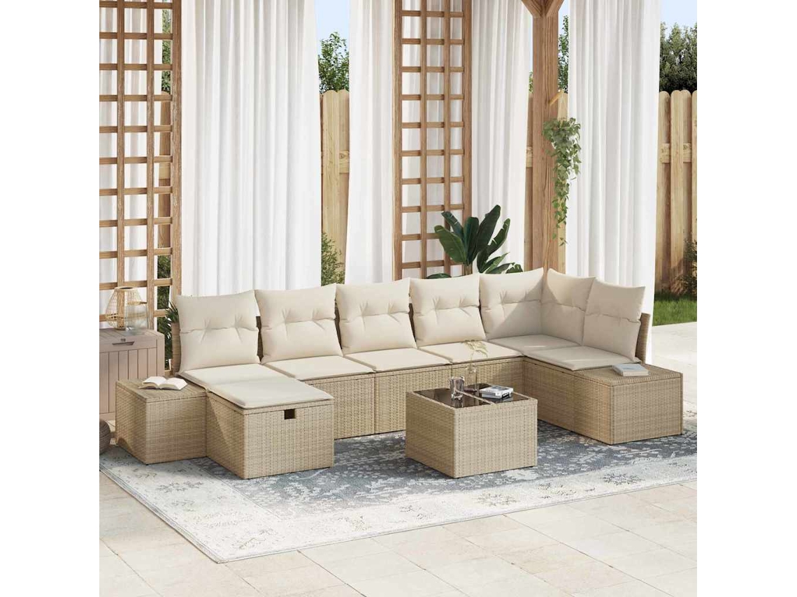Vidaxl Conjunto De Sofás 8 Unid. Vime Pe