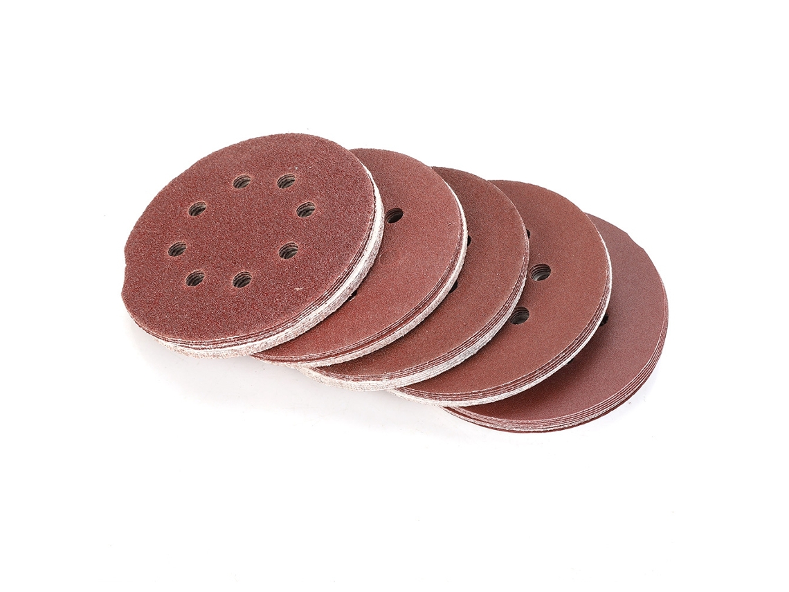 50 Peças De Discos De Lixamento Redondos 125mm 40 60 80 120 240 Grão Com 8 Buracos Para Lixar E Polir