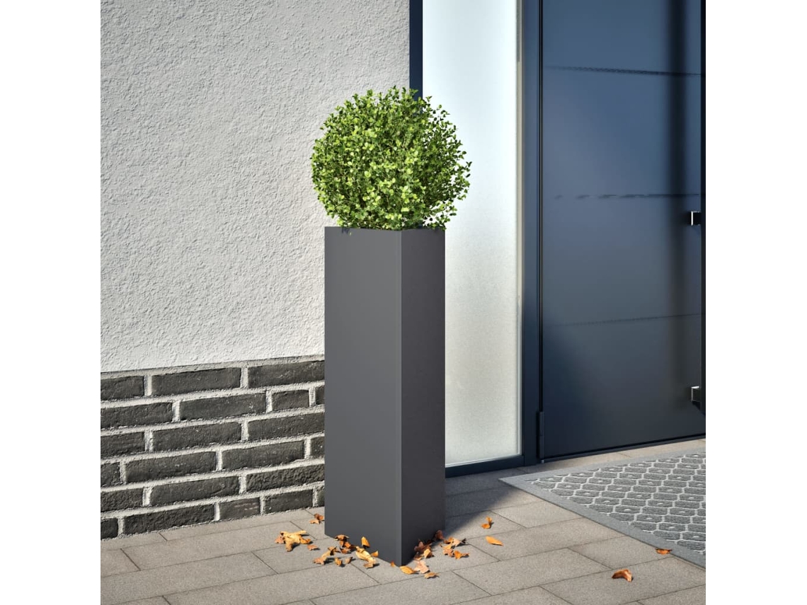 Vidaxl Vaso/floreira Jardim Triangular 2 Pcs 30x26x75 Cm Aço Antracite