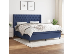 Vidaxl Cama Com Molas/colchão 180x200 Cm Tecido Azul