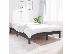 Vidaxl Estrutura De Cama 140x190 Cm Madeira De Pinho Maciça Cinza