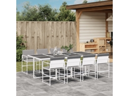 Vidaxl 9 Pcs Conj. De Jantar P/ Jardim C/ Almofadões Textilene Branco