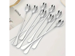 Conjunto de 5 Colheres de Aço Inoxidável com Cabo Longo para Chá Frio/creme de Sobremesa, Laváveis na Máquina. MDUG