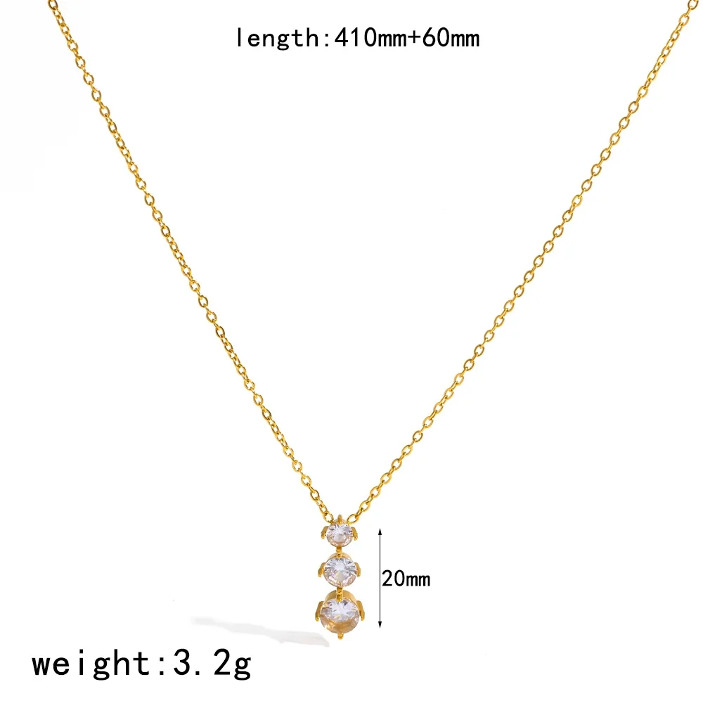 Pingente Em Forma De Lágrima Com Zircônia Banhada A Ouro, Um Colar Luxuoso E À Prova D'água Para Uso Diário.