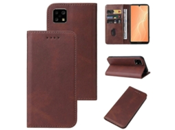 Capa De Couro Com Fecho Magnético Para Sharp Aquos Sense 4 Lite