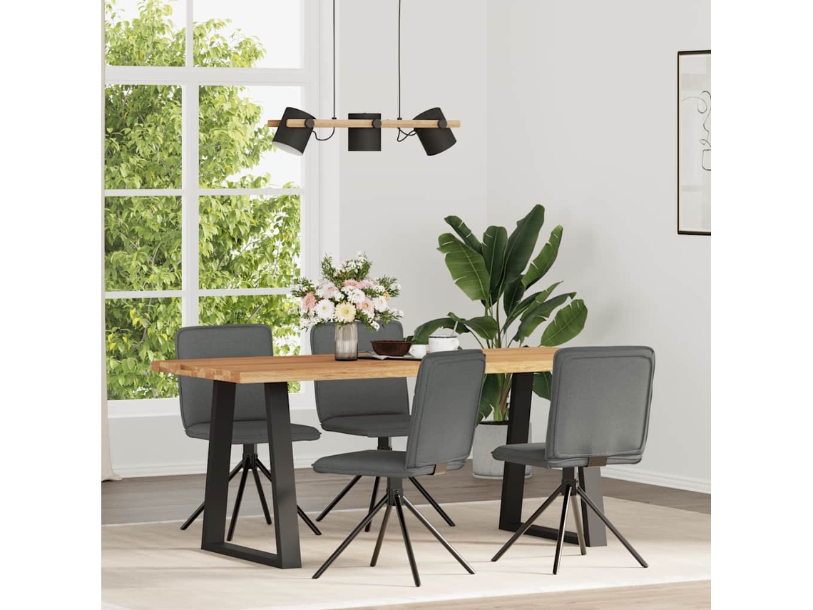 Vidaxl Cadeiras De Jantar 4 Pcs Tecido Cinzento-escuro