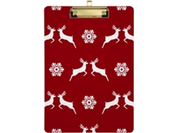 Prancheta de Acrílico com Estampa Rena Natalina e Floco Neve para Mulheres 31,8 X 22,9 0,3 Cm