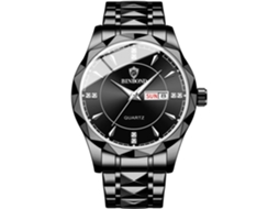 Lurelia Relógio Masculino, Duplo Fuso/mostrador, Detalhes Com Strass, Abs, Preto, Branco