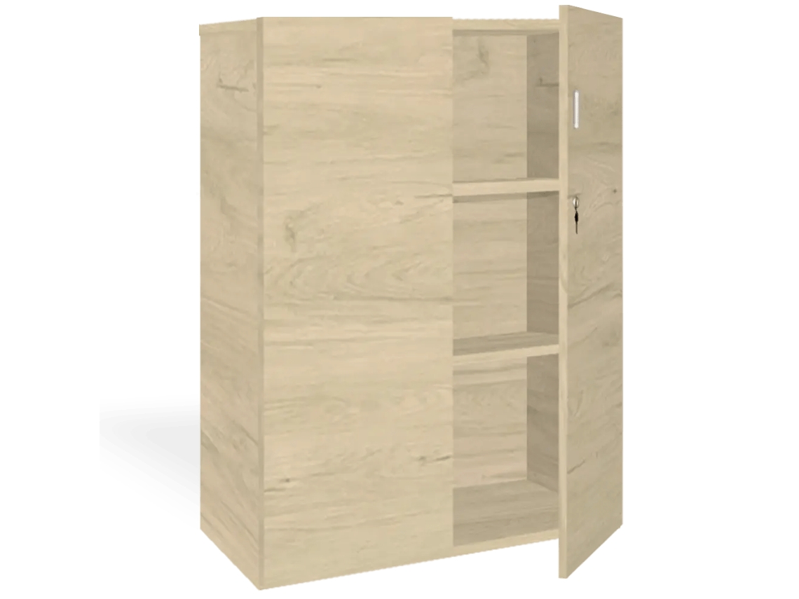 Armário de arquivo com portas. 3 prateleiras. 120 x 90 x 40 cm. Carvalho-Carvalho. OFILIKE