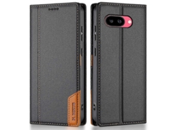 Capa Tkdaddy N.bekus P3 Para Google Pixel 9a Com Bloqueio Rfid E Suporte Tipo Carteira, Capa Flip De Couro Sintético, Preta