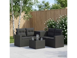 Vidaxl Conjunto De Sofás 6 Unid. Preto Rattan Poliéster E Aço